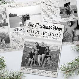 Jahr im Review Christmas Newspaper Family Foto Dreifach Gefaltete Urlaubskarte