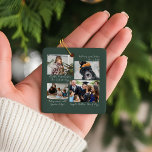 Jahr in Moments Family Foto Collage & Captions Keramikornament<br><div class="desc">Feiern Sie die Geschichte Ihres Jahres mit unserem Jahr in Moments Family Foto Collage & Captions Ornament. An der Vorderseite befindet sich eine moderne Collage aus vier Fotos, die mit personalisierten Bildunterschriften für jeden Augenblick versehen ist. Ideal für Urlaubsreisen, Meilensteine und alltägliche Freuden. Auf der Rückseite ist ein komplettes Foto...</div>