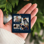 Jahr in Moments Family Foto Collage & Captions Keramikornament<br><div class="desc">Feiern Sie die Geschichte Ihres Jahres mit unserem Jahr in Moments Family Foto Collage & Captions Ornament. An der Vorderseite befindet sich eine moderne Collage aus vier Fotos, die mit personalisierten Bildunterschriften für jeden Augenblick versehen ist. Ideal für Urlaubsreisen, Meilensteine und alltägliche Freuden. Auf der Rückseite ist ein komplettes Foto...</div>