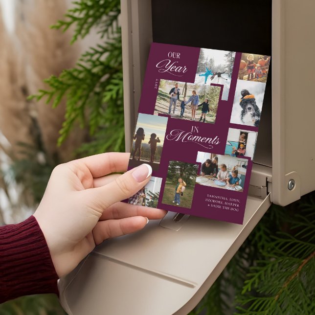 Jahr in Moments Family Foto Collage Weihnachten (Year in Moments Family Photo Collage Christmas Holiday Card)