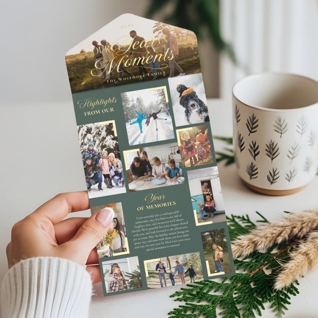 Jahr in Moments Family Foto Collage Weihnachten All-in-One-Einladung (Year in Moments Family Photo Collage Christmas All In One Invitation)