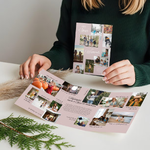 Jahr in Moments Family Foto Collage Weihnachten Dreifach Gefaltete Urlaubskarte
