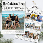 Jahr in Review Newspaper Weihnachtsfamilien Foto Feiertagskarte<br><div class="desc">Die Weihnachtskarte der Weihnachtsfamilie mit unserer Full Color Year In Review Newspaper Weihnachts Foto Card im letzten Jahr erfassen. Diese geschmackvoll gestaltete Urlaubskarte verfügt über eine Weihnachtskarte, die Nostalgie nahtlos mit moderner Eleganz verbindet. Mit seinem aufbereitbaren minimalistischen Weihnachtsdesign ist diese Karte ideal, um die Highlights Ihrer Familie zu teilen oder...</div>