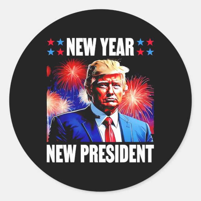 Jahr neuer Präsident Trump 2024 Runder Aufkleber (Vorderseite)
