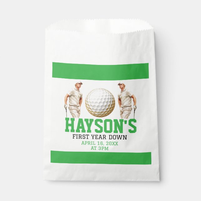 Jahr runter, Golf weiter! 1. Geburtstag Party Geschenktütchen (Vorderseite)
