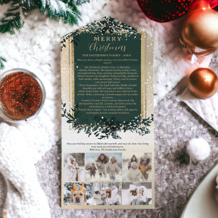 Jahr Überprüfung Gold grün Frohe Weihnachten 6 Fot All In One Einladung