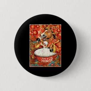 Jahr Zodiak Chinesisches Pferd Reis Button
