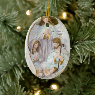 Jahr zur Krippenheilkunde hinzufügen Keramik Ornament
