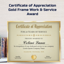 Jahre des Service Certificate - Beruflich Gold