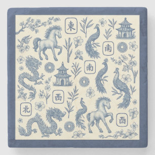 Jahres-des-Pferdes-Mahjong-Toile-Steinuntersetzer Steinuntersetzer