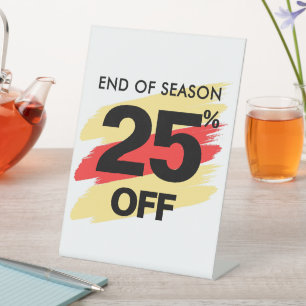 Jahresabschlussschild, 25% Abschlag Sockelschild
