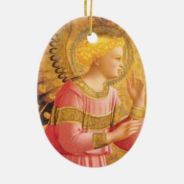 JAHRESANGEL IN GOLD PINK Weihnachten Keramik Ornament (Hinten)