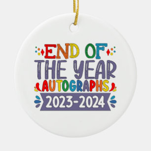 Jahresende-Autogramme 2024 Letzter Schultag Keramik Ornament