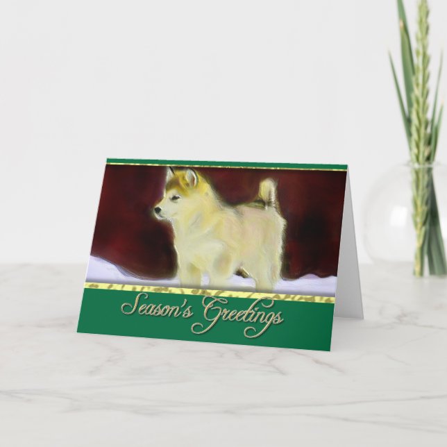 Jahresgrüße Alaskan Malamute Karte (Vorderseite)