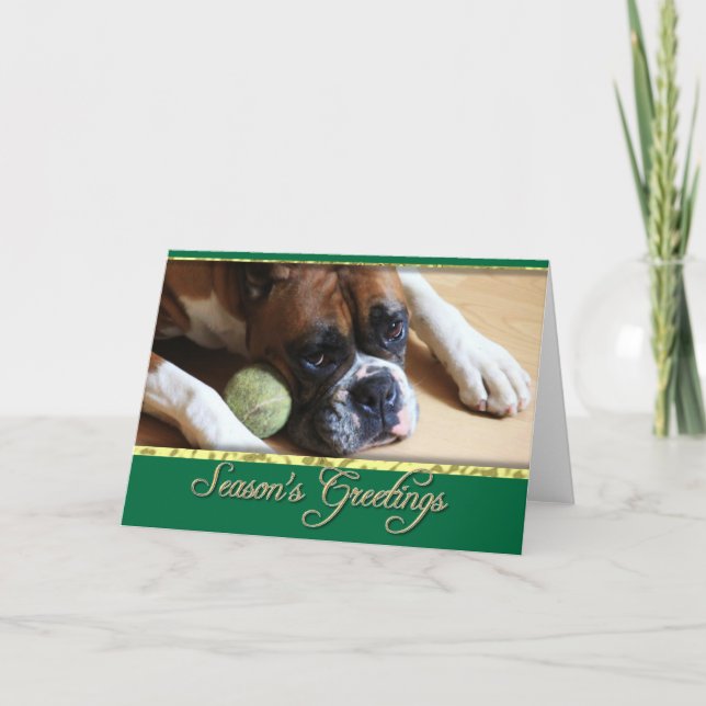Jahresgrüße Boxer-Hundekarte Feiertagskarte (Vorderseite)