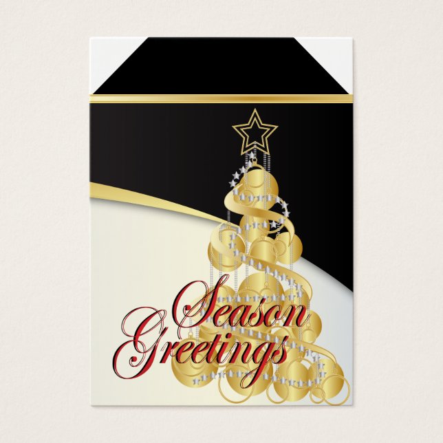 Jahresgrüße Gold Weihnachtsbaum Tags (Vorderseite)