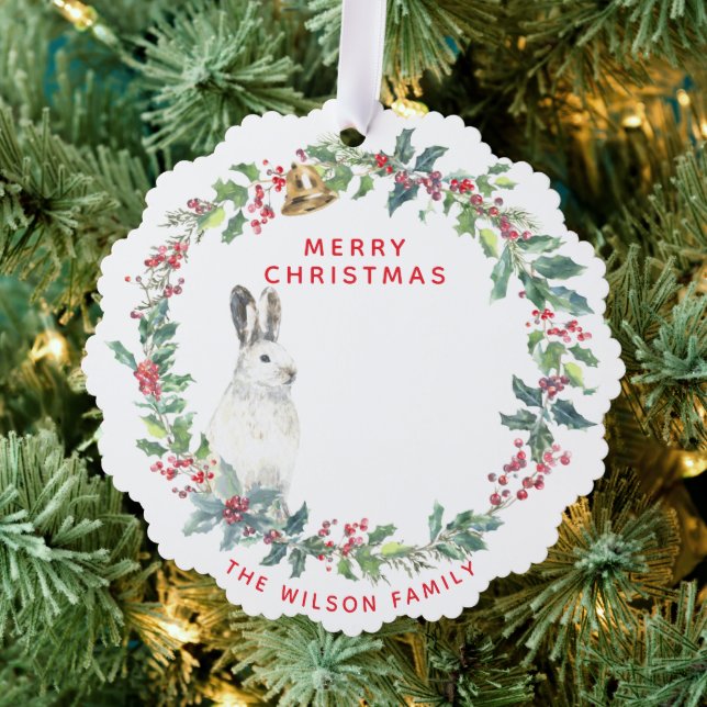 Jahresgrüße - Holly Wreath w. Weihnachten Ornament Karte (Insitu (Baum))