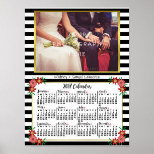 Jahreskalender 2017 – Trendige Blumenstreifen   Fo Poster