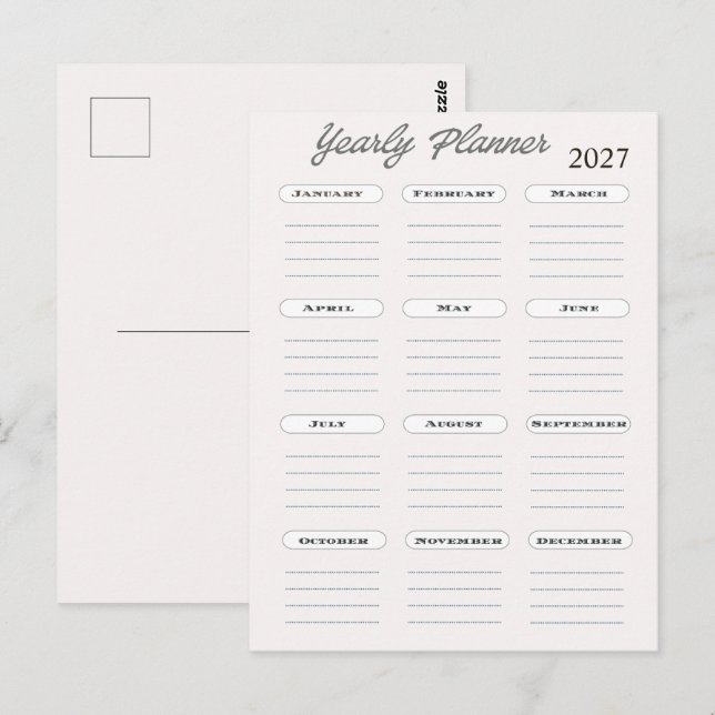 Jahresplaner Kalender  Postkarte (Vorne/Hinten)
