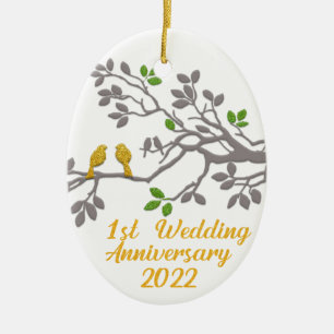 Jahrestag der Hochzeit 2022 Einzigartige Geschen Keramik Ornament