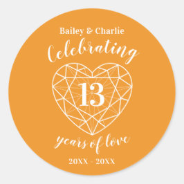 Jahrestag der Liebe 13 Jahre Runder Aufkleber