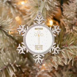 Jahrestag der Taufe Gold Cross Personalisiert Schneeflocken Zinn-Ornament