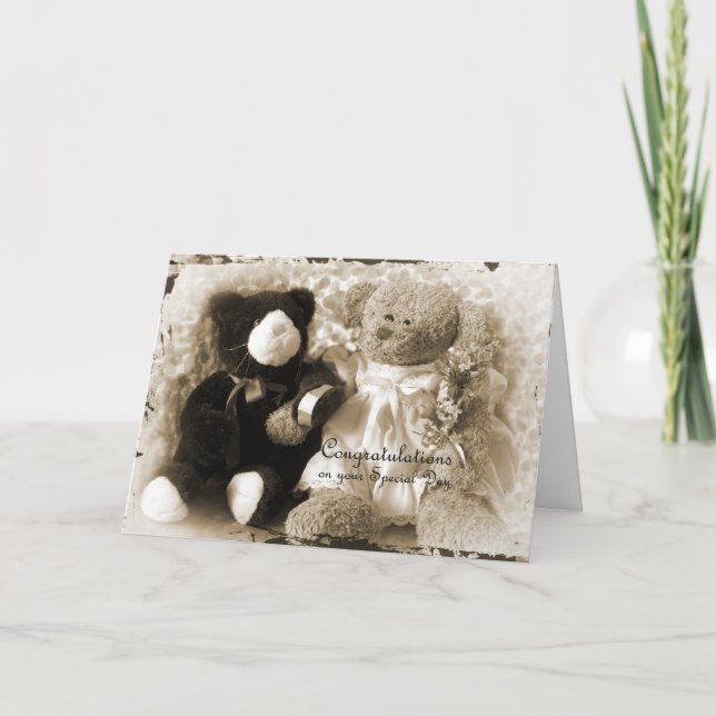 Jahrestag-Hochzeit - Bär und Plüsch Karte (Vorderseite)