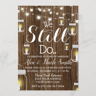 Jahrestag rustikale Stringlights Kerzen-Lampen Einladung