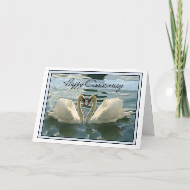 Jahrestags-Schwäne Karte (Vorderseite)
