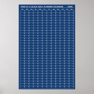 Jahresübersicht-Wandplaner-Kalender ohne Datum Poster