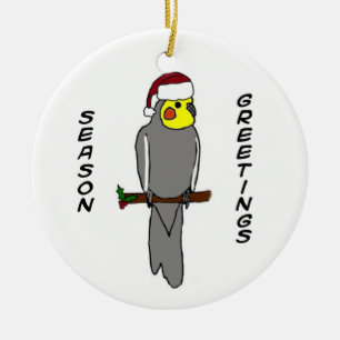 Jahreszeit-Grüßecockatiel-Weihnachtsverzierung Keramik Ornament
