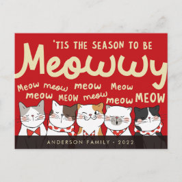Jahreszeit: Meowwy Funny Niedlich Cats Caroling Postkarte