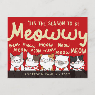 Jahreszeit: Meowwy Funny Niedlich Cats Caroling Postkarte