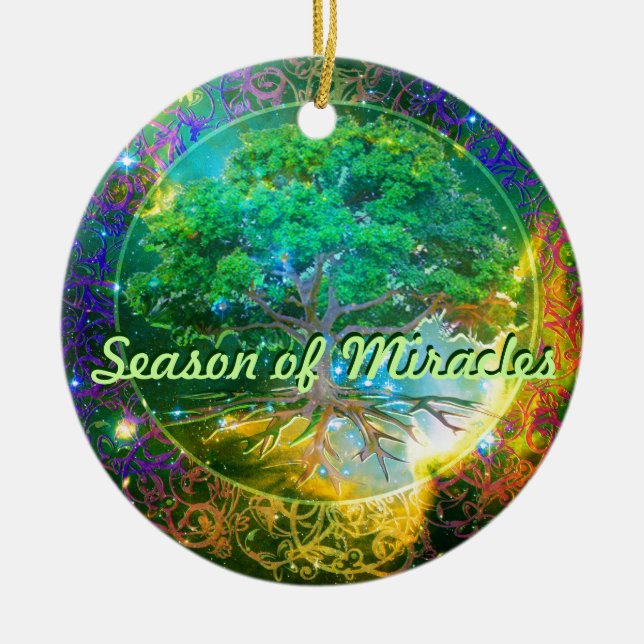 Jahreszeit von Wundern - Baum von LebenWellness Keramik Ornament (Vorne)