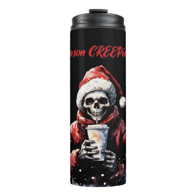 Jahreszeit Weihnachts-Skelett Thermosbecher (Vorderseite)