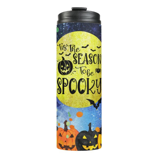 Jahreszeit zu Halloween. Thermosbecher (Vorderseite)