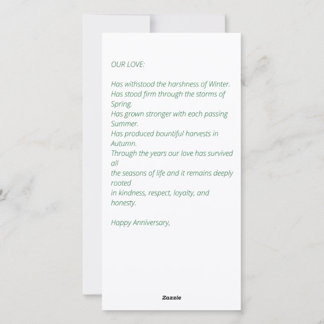 Jahreszeiten der Liebe Feiertagskarte (Rückseite)