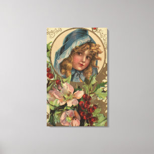 Jahreszeiten GreetingsGirl in einer Haube Leinwanddruck