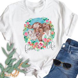 Jahrgang Landleben Familie Haustiere Hühnerkühe La T-Shirt