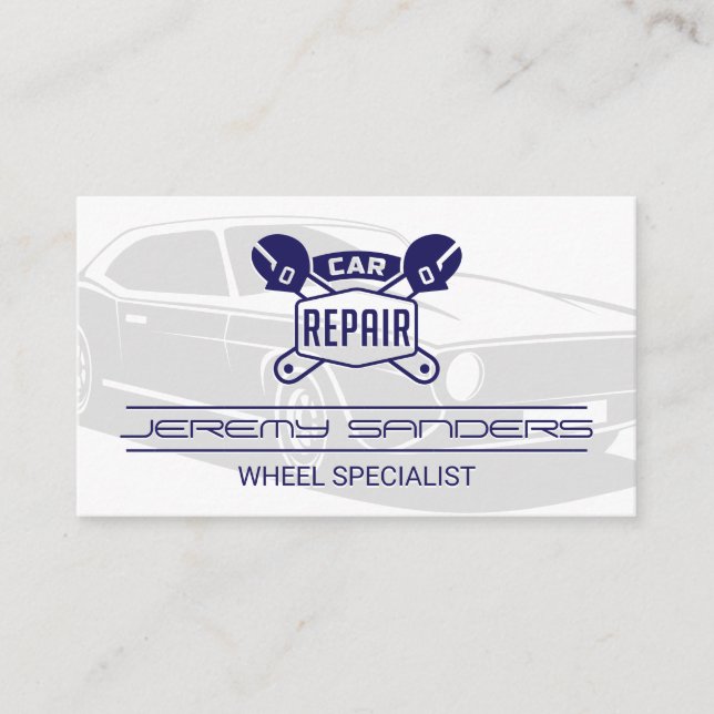 Jahrgangswagen | Auto-Reparaturlogos Visitenkarte (Vorderseite)