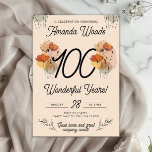 Jahrhunderte floral 100. Geburtstag Jubilee Einladung