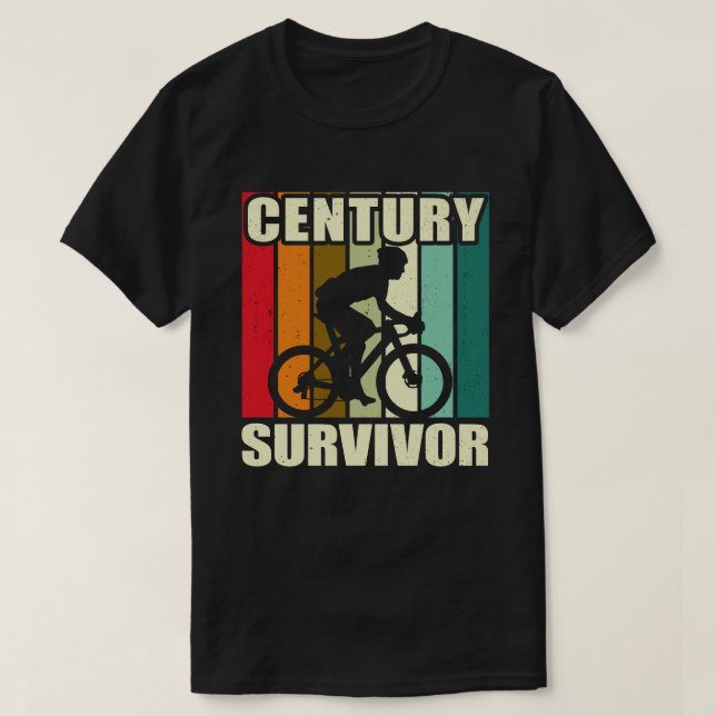 Jahrhunderts Überlebende 100 Meilen Fahrrad Straße T-Shirt (Design vorne)