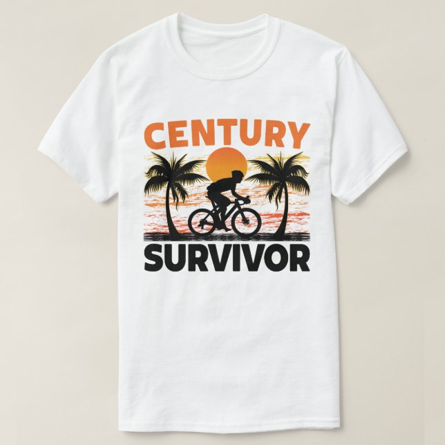Jahrhunderts Überlebende 100 Meilen Fahrrad Straße T-Shirt (Design vorne)