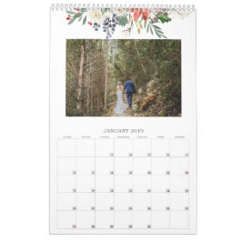 Jährliche Aquarellblätter Monatliches Foto Kalender