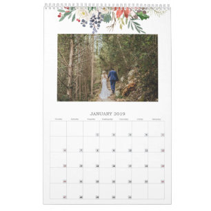 Jährliche Aquarellblätter Monatliches Foto Kalender