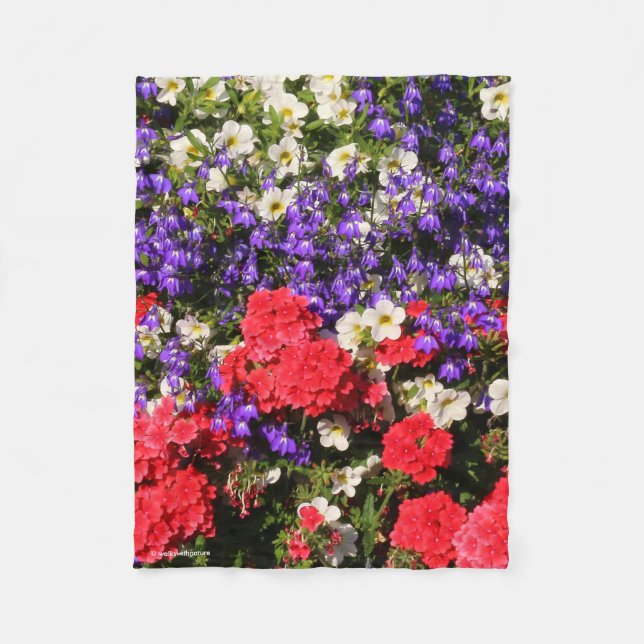 Jährliche Blume lila, rot und weiß Fleecedecke (Vorderseite)