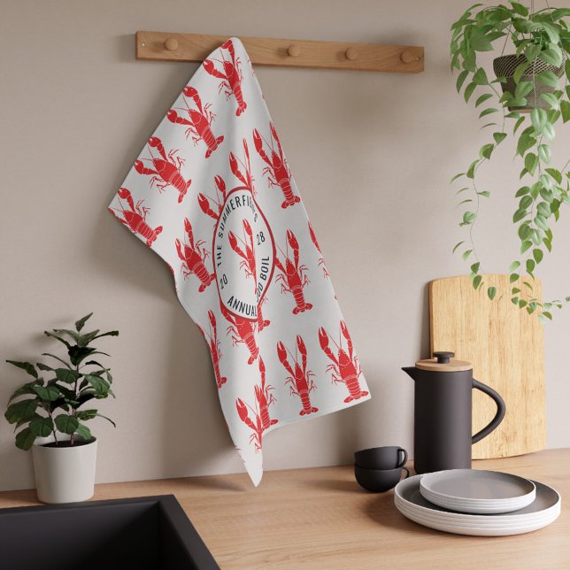 Jährliche Familie Sommer Meeresfrüchte kochen Cust Geschirrtuch (Custom Seafood Boil Lobster Pattern Kitchen Towel)