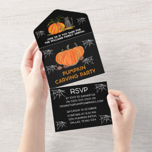 Jährliche Familien-Kürbisschnitzparty Halloween  All In One Einladung