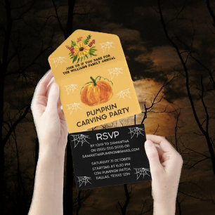 Jährliche Familien-Kürbisschnitzparty Halloween  All In One Einladung