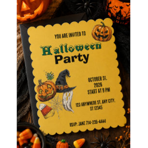Jährliche Familien-Kürbisschnitzparty Halloween Einladung